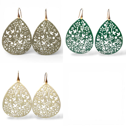 Orecchini Pendenti a Goccia con Glitter o Smalto - OR.AG05
