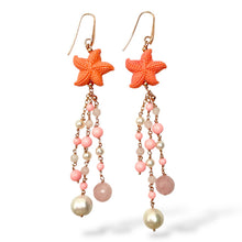 Orecchini Pendenti Stelle Marine, Perle e Pietre - OR.AG46