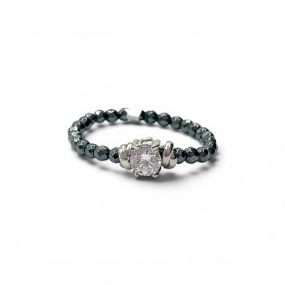 Anello Spadarella Ematite e Zircone - SPAN59