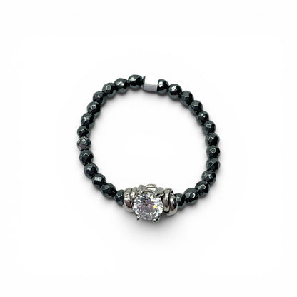 Anello Spadarella Ematite e Zircone - SPAN59