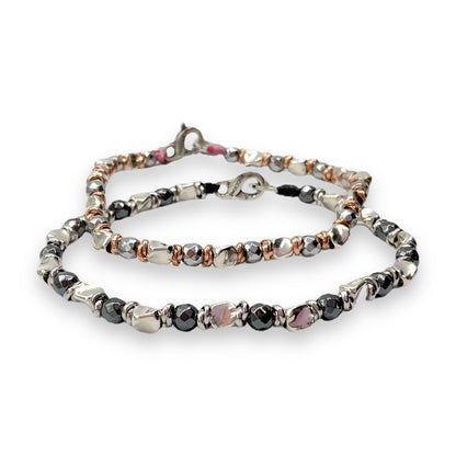 Bracciale Spadarella Argento, Anellini ed Ematite - SPBR680