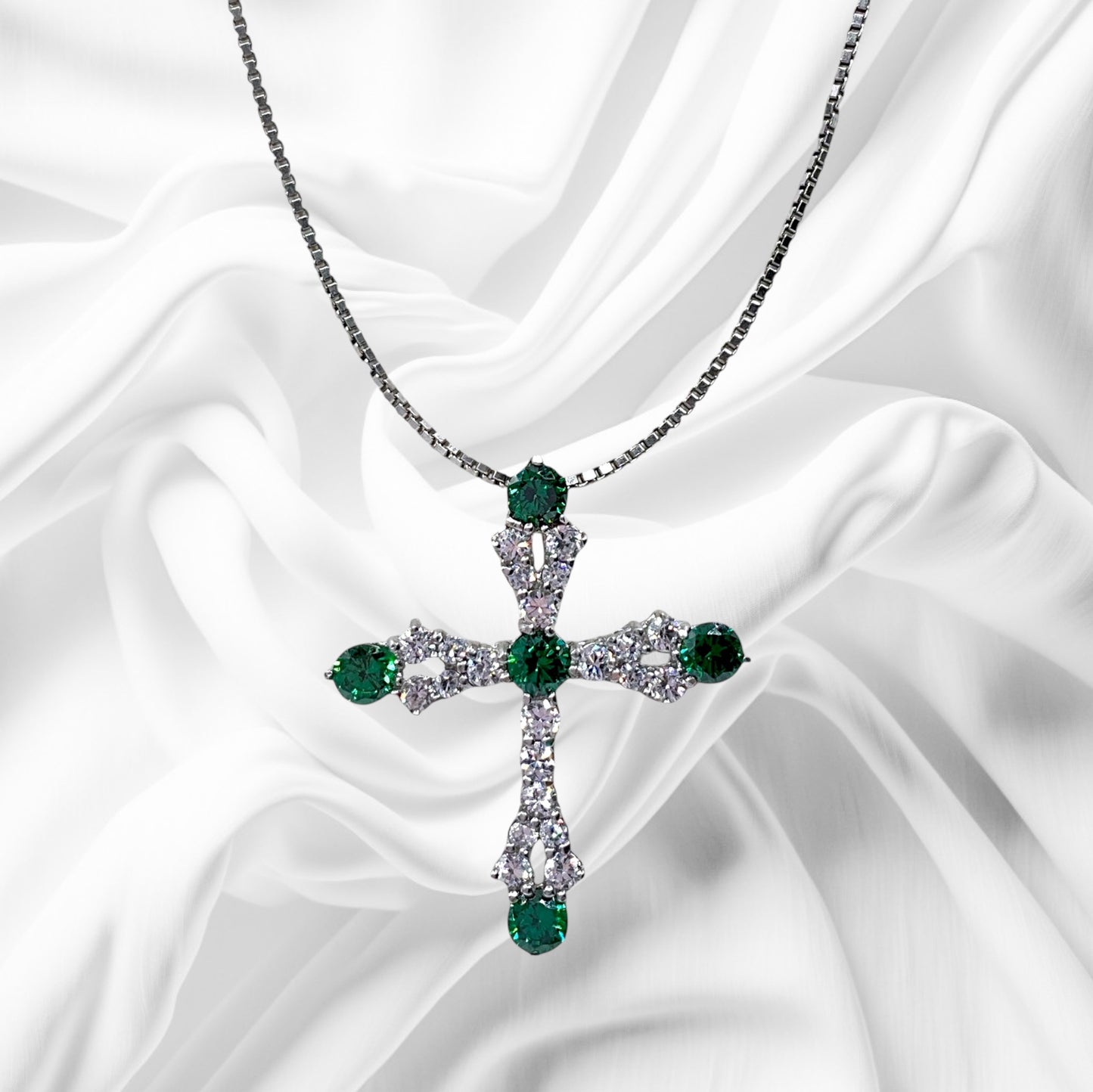 Collana Donna Croce Pietre Verdi e Zirconi Ottaviani Bijoux - 48317