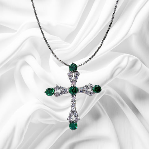 Collana Donna Croce Pietre Verdi e Zirconi Ottaviani Bijoux - 48317