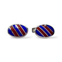 Gemelli Ovali Argento e Smalto Blu e Rosso Antorà - 317