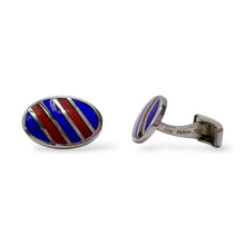 Gemelli Ovali Argento e Smalto Blu e Rosso Antorà - 317