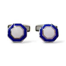Gemelli Ottagonali Argento e Smalto Bianco e Blu Antorà - 46