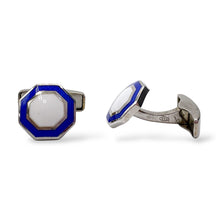 Gemelli Ottagonali Argento e Smalto Bianco e Blu Antorà - 46