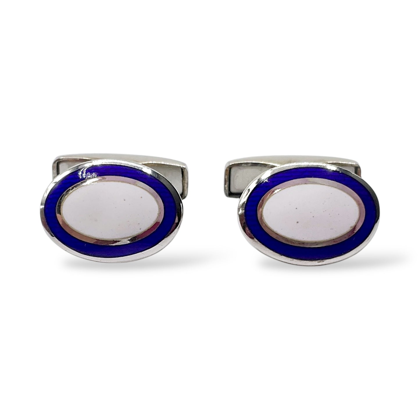 Gemelli Ovali Argento e Smalto Bianco e Blu Antorà - 37
