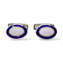 Gemelli Ovali Argento e Smalto Bianco e Blu Antorà - 37