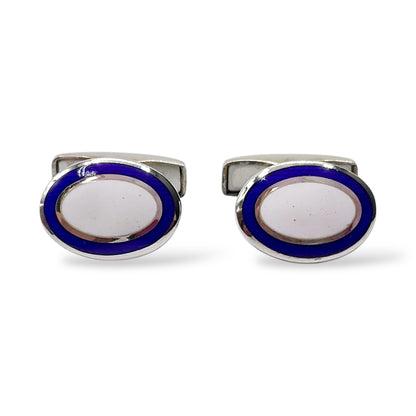 Gemelli Ovali Argento e Smalto Bianco e Blu Antorà - 37