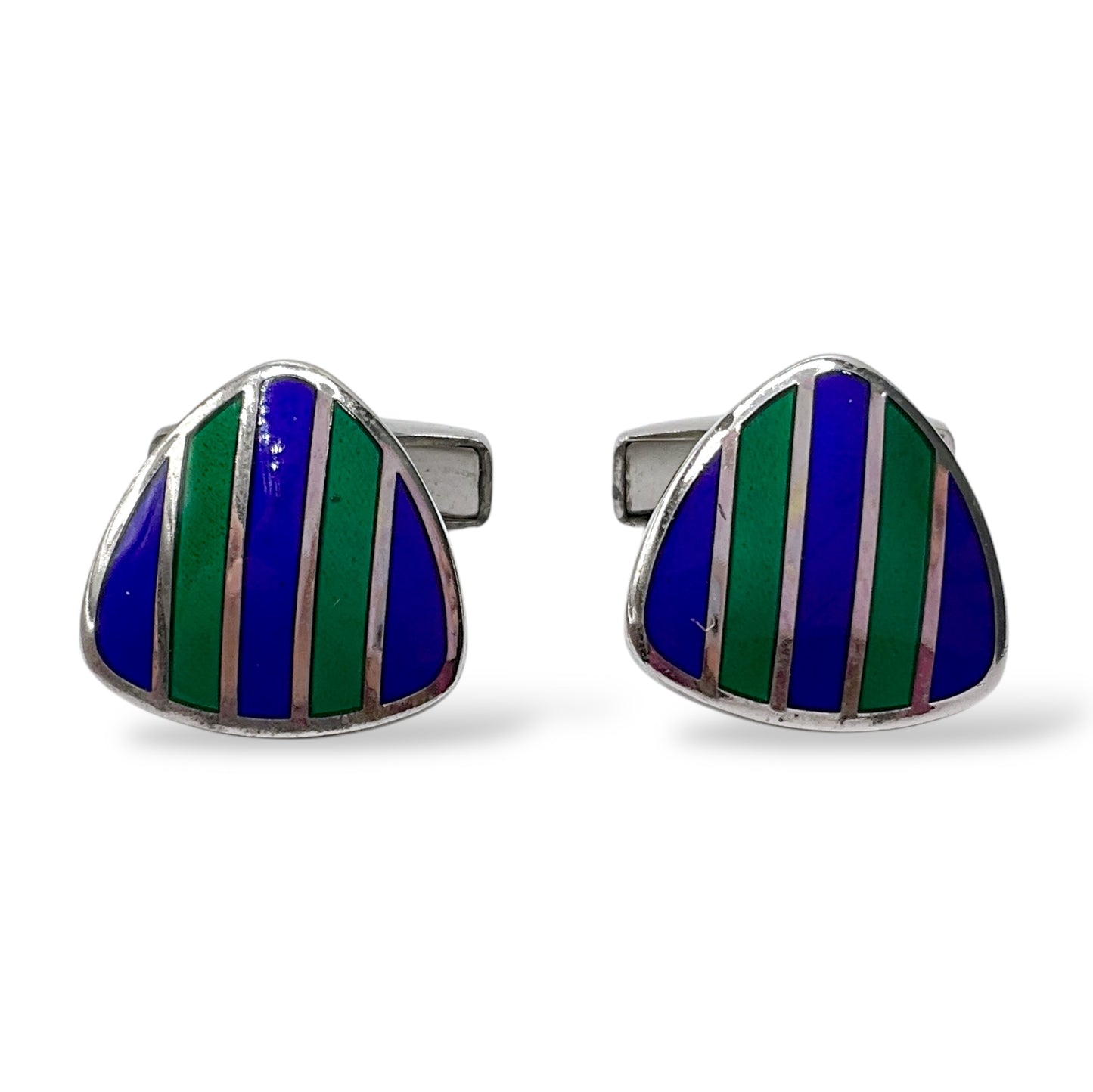 Gemelli Triangolari Argento e Smalto Blu e Verde Antorà - 39