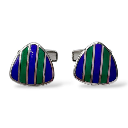 Gemelli Triangolari Argento e Smalto Blu e Verde Antorà - 39
