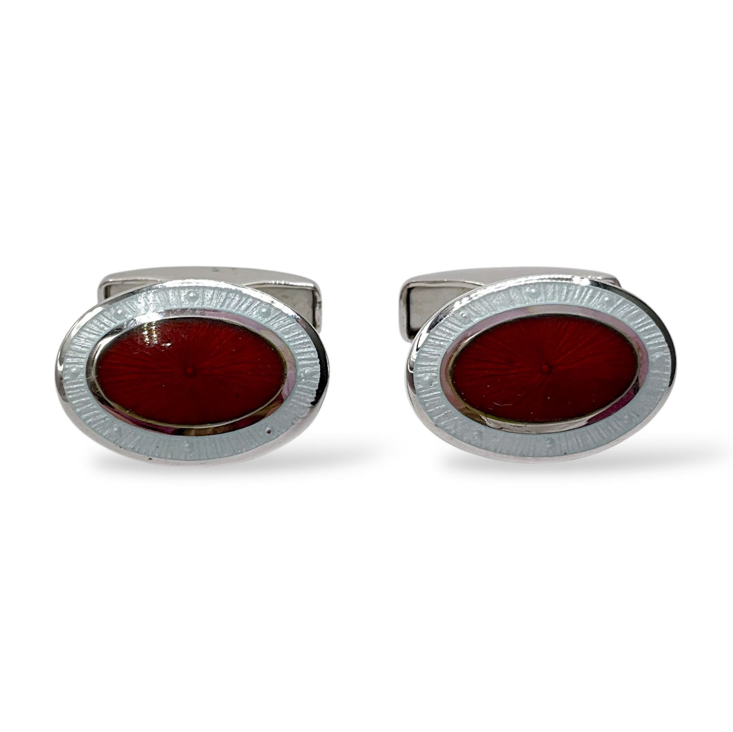 Gemelli Ovali Argento e Smalto Perlato Rosso e Bianco Antorà - 503