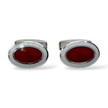Gemelli Ovali Argento e Smalto Perlato Rosso e Bianco Antorà - 503