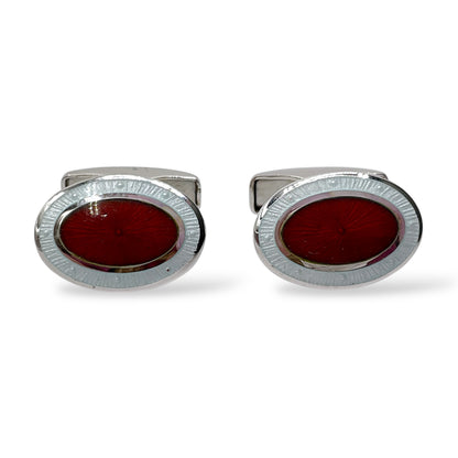 Gemelli Ovali Argento e Smalto Perlato Rosso e Bianco Antorà - 503