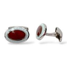Gemelli Ovali Argento e Smalto Perlato Rosso e Bianco Antorà - 503