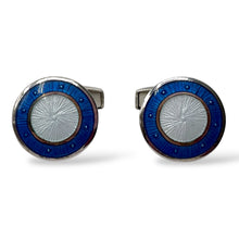 Gemelli Tondi Argento e Smalto Perlato Blu e Bianco Antorà - 504