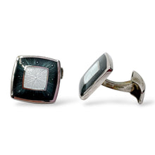 Gemelli Quadrati Argento e Smalto Perlato Grigio e Bianco Antorà - 530