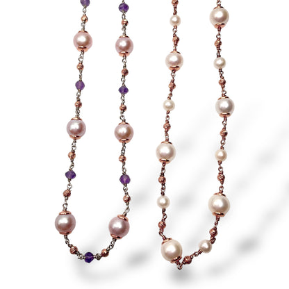 Collana Donna con Ametiste e Perle - Lucos Preziosi