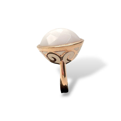 Anello Donna con Agata Bianca e Smalto - Lucos Preziosi