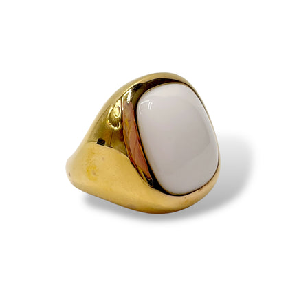 Anello Donna con Agata Bianca Quadrata - Lucos Preziosi