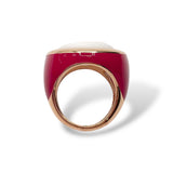 Anello Donna con Agata Bianca Tonda e Smalto - Lucos Preziosi