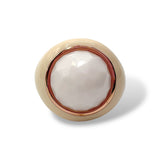 Anello Donna con Agata Bianca Tonda e Smalto Panna - Lucos Preziosi
