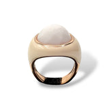 Anello Donna con Agata Bianca Tonda e Smalto Panna - Lucos Preziosi