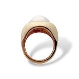 Anello Donna con Agata Bianca Tonda e Smalto Panna - Lucos Preziosi