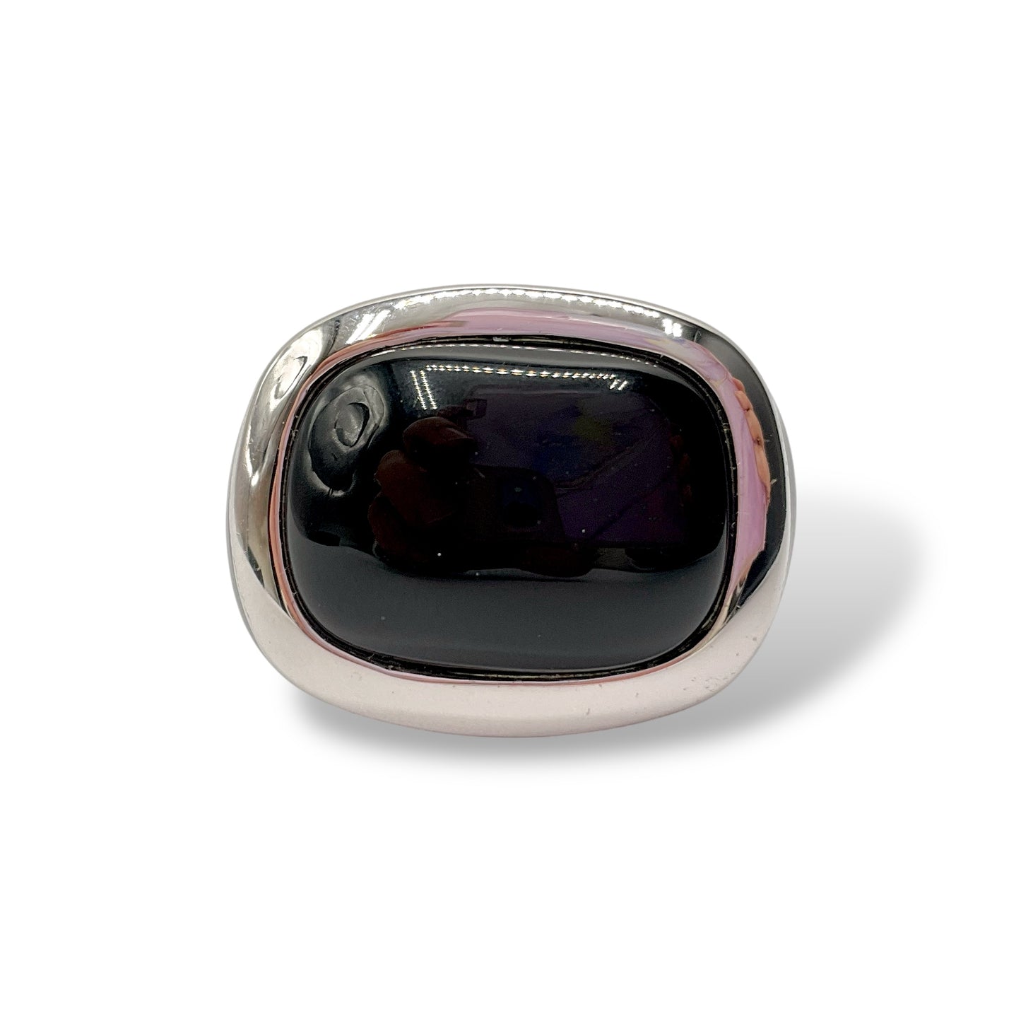 Anello Donna con Onice Rettangolare e Smalto Nero - Lucos Preziosi