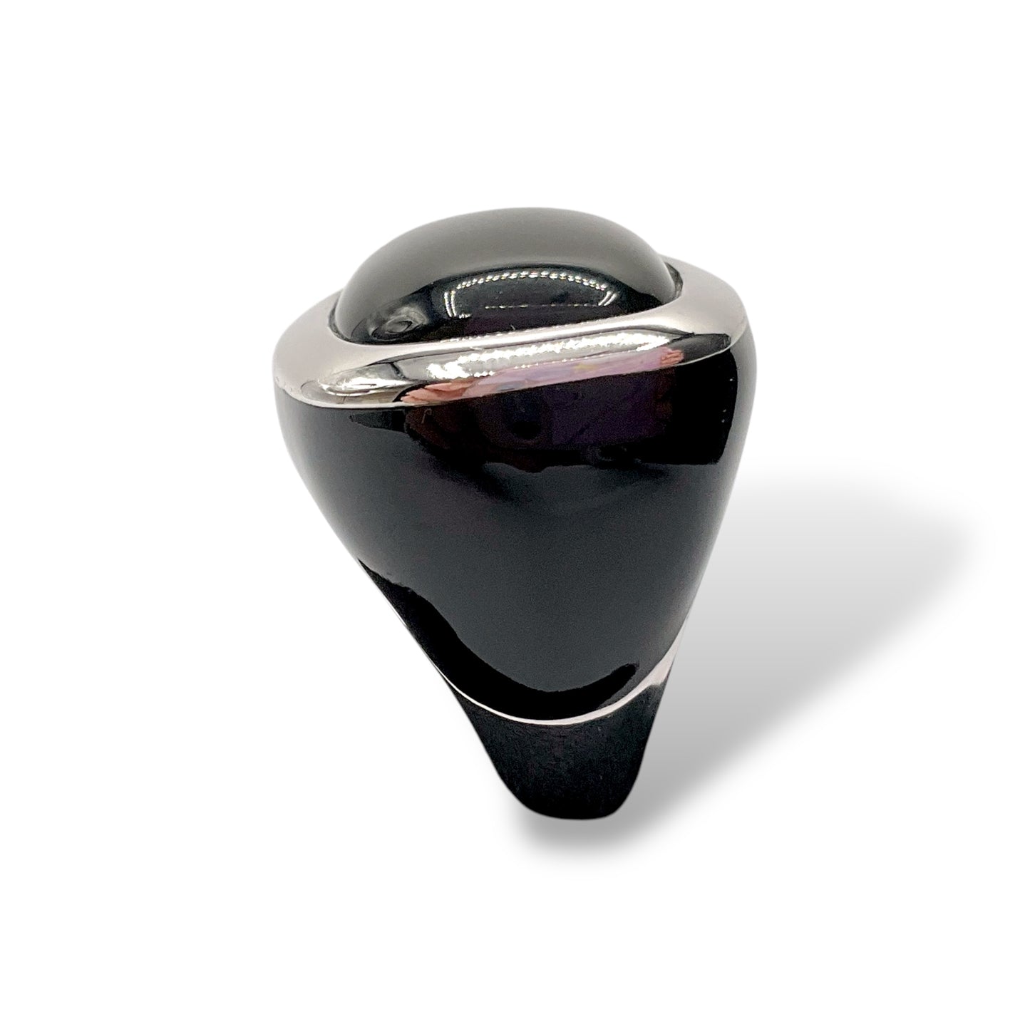 Anello Donna con Onice Rettangolare e Smalto Nero - Lucos Preziosi