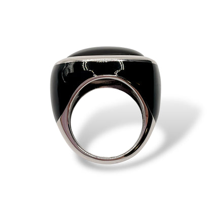 Anello Donna con Onice Rettangolare e Smalto Nero - Lucos Preziosi