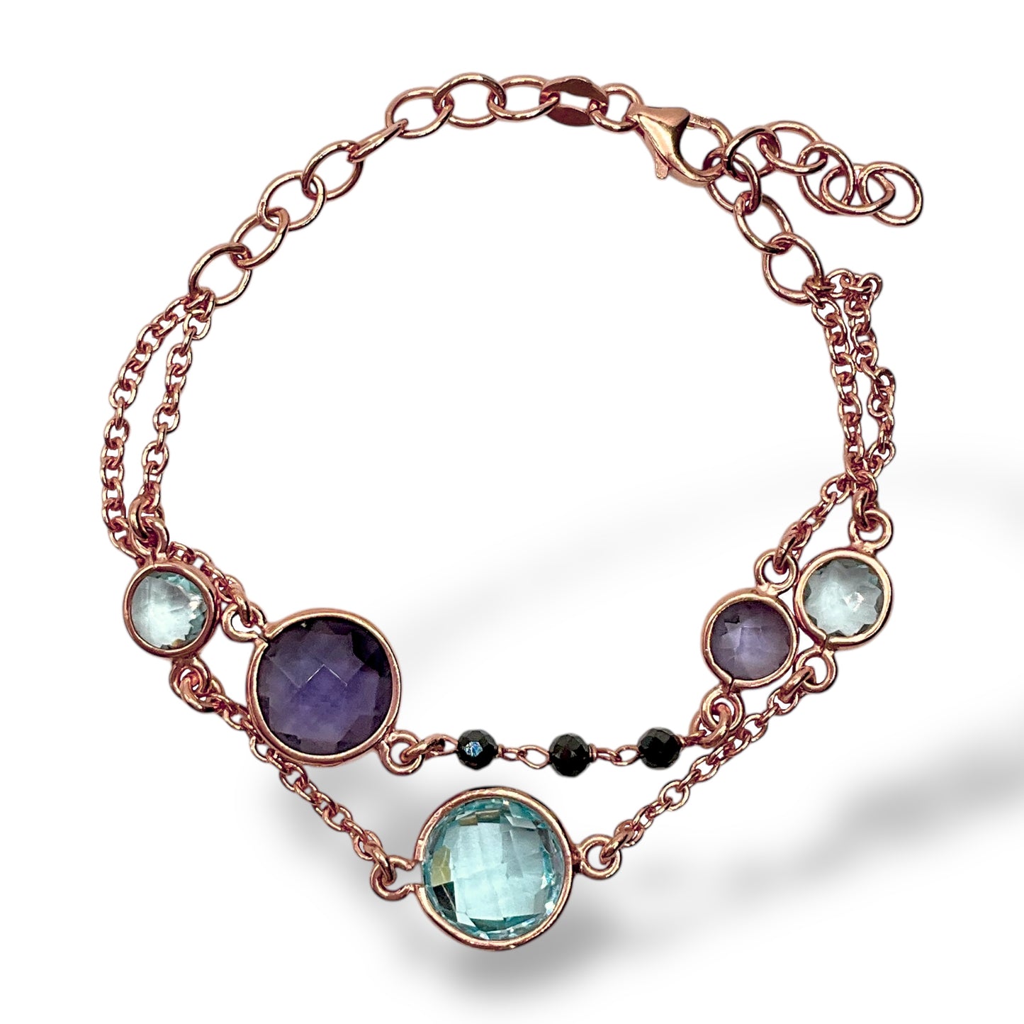Bracciale Donna con Ametiste, Topazi Azzurri e Spinelli - Lucos Preziosi