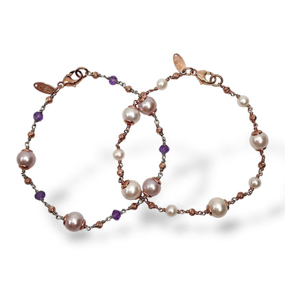 Bracciale Donna con Ametiste e Perle - Lucos Preziosi