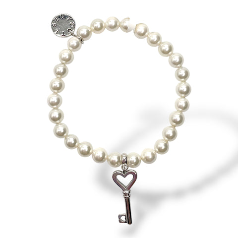 Bracciale con Perle Bianche e Ciondolo Ti Sento Milano - 2668PW