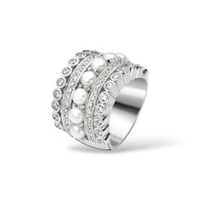Anello a Fascia Larga Donna con Perle e Zirconi Ti Sento Milano - 1894PW