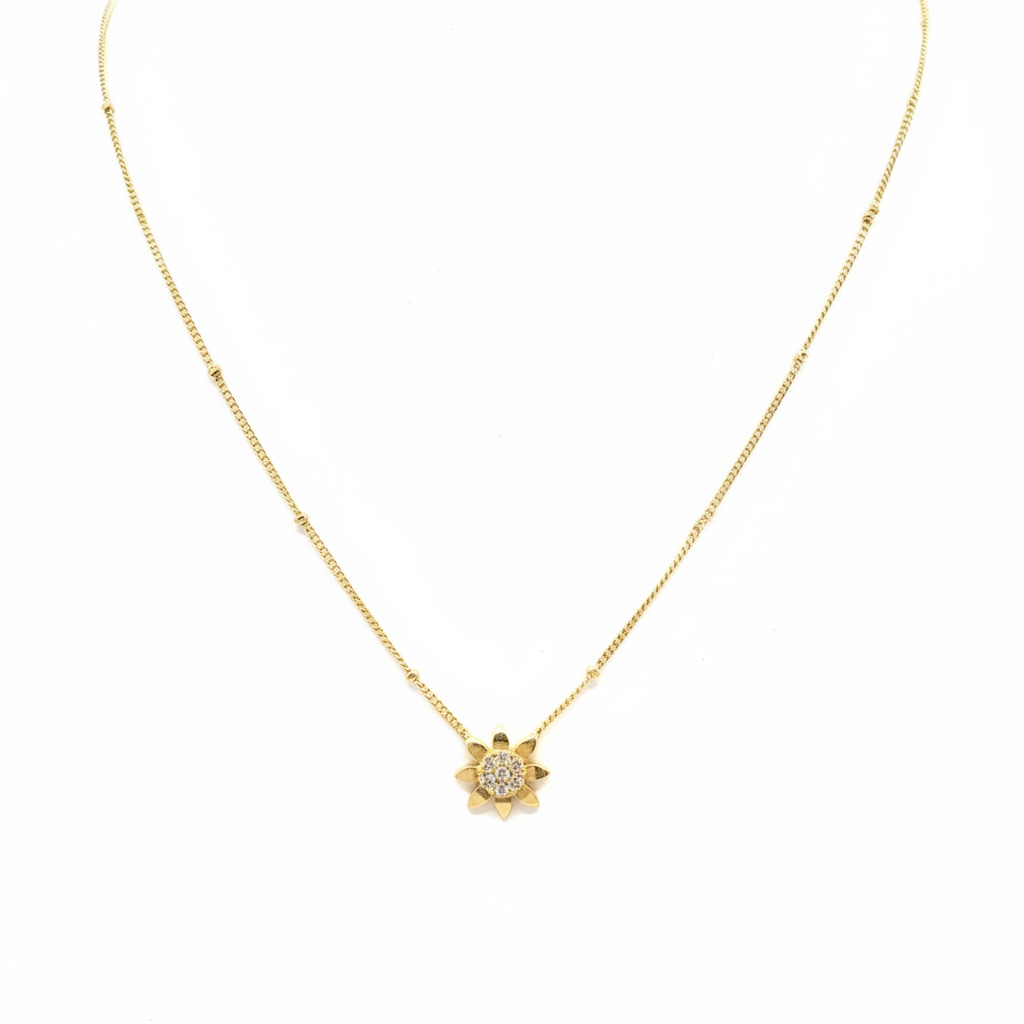 Collana Dvccio Con Sole Inserito Argento 925 Placcata oro 24kt - GCSIL11G