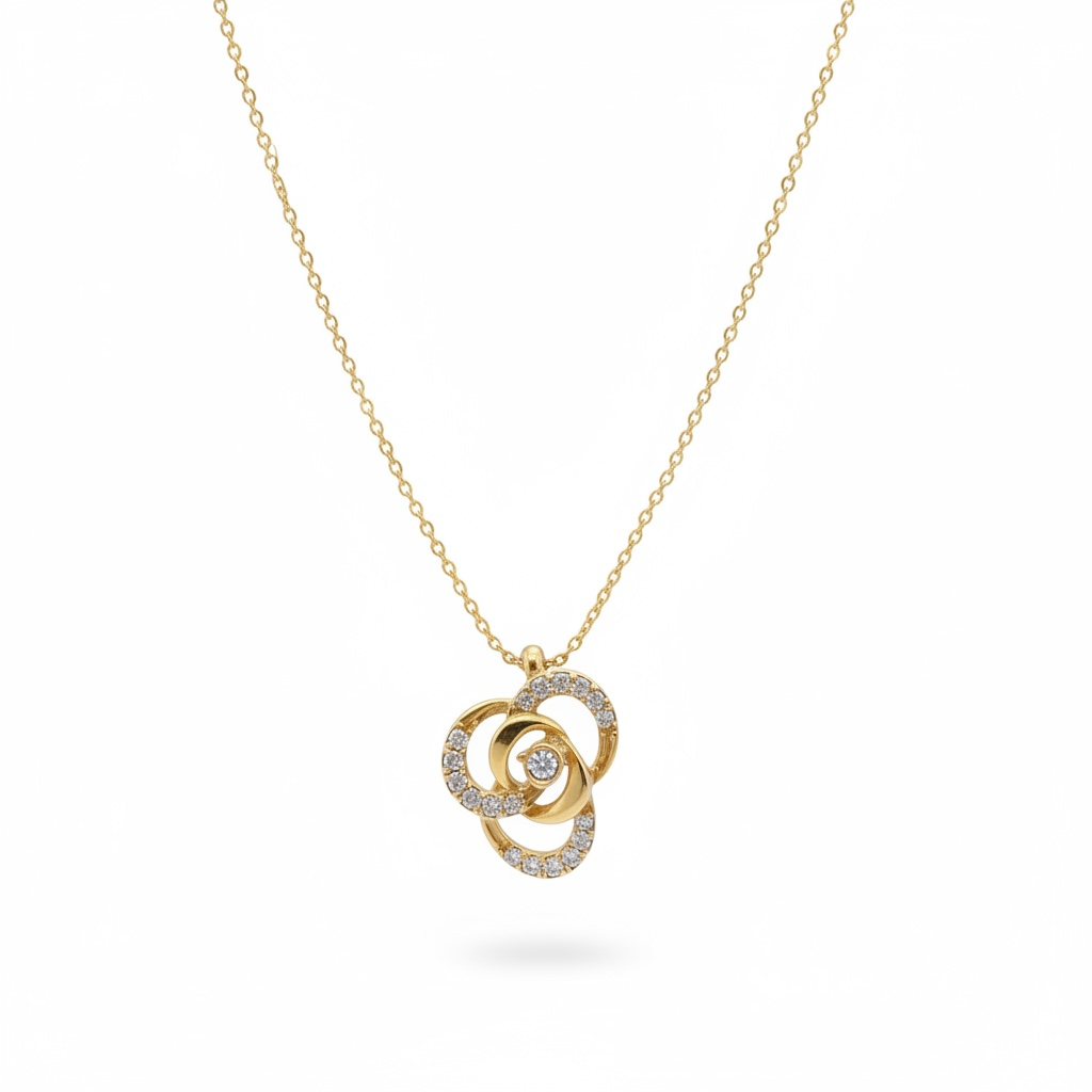 Collana Dvccio Con Rosa Argento 925 Placcata oro 24kt - GCSIL03G