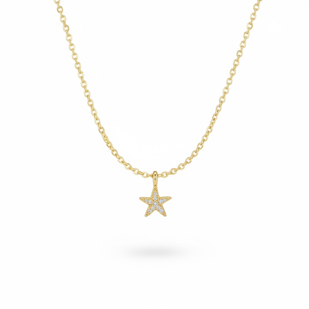 Collana Dvccio Con Stella Argento 925 Placcata oro 24kt - GCSIL08G
