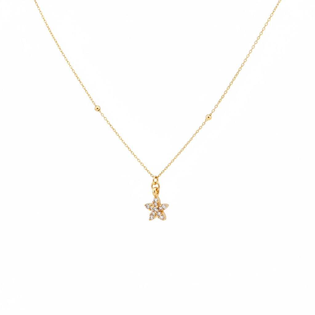 Collana Dvccio Con Fiore Argento 925 Placcata oro 24kt - GCSIL01G