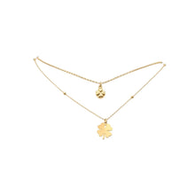Collana Dvccio Doppia Con Quadrifogli Argento 925 Placata Oro 24kt - GCCHE1601G