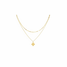 Collana Dvccio Doppia Con Quadrifoglio 925 Placcata Oro 24kt - GCCOM2055G