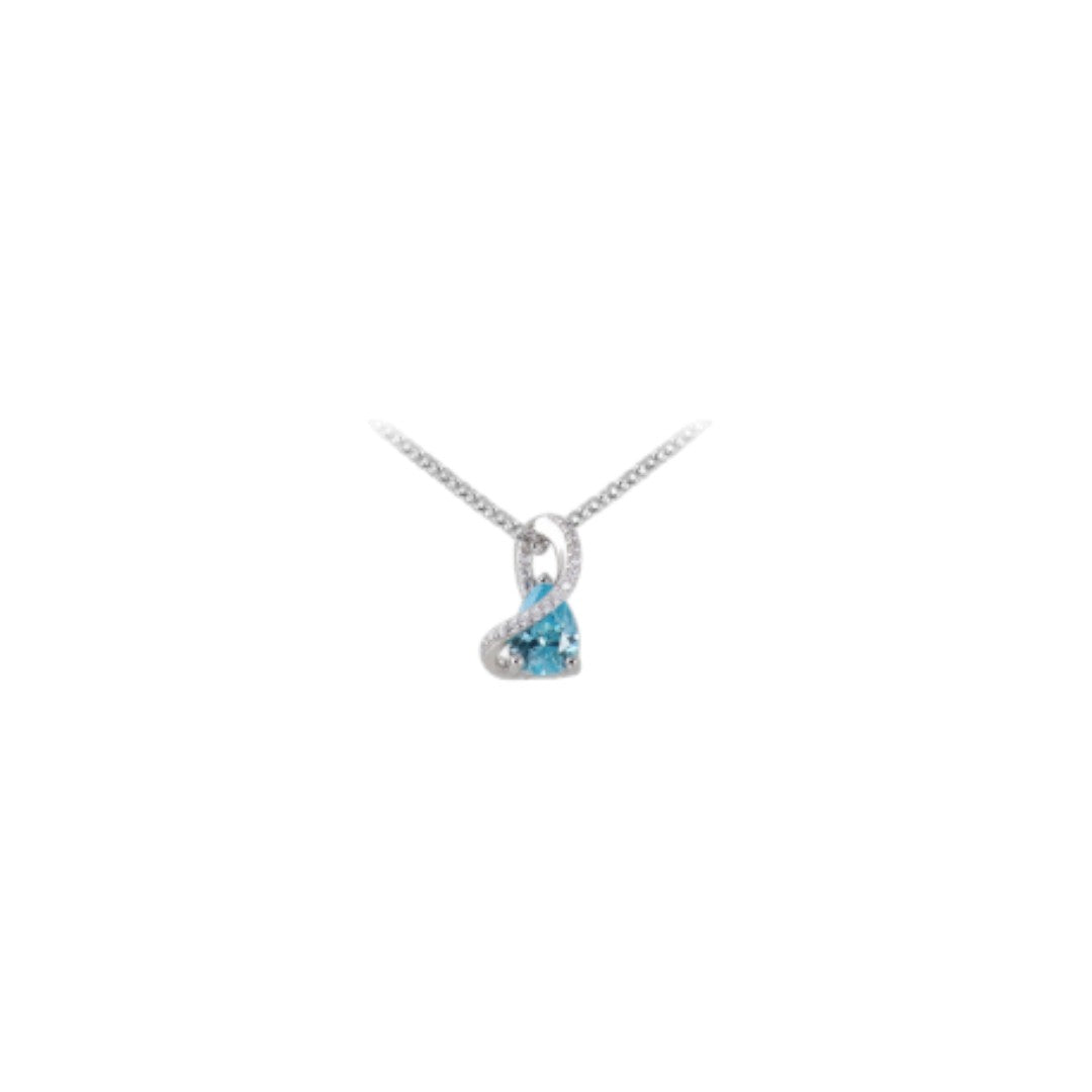 Collana Donna In Argento Blu Amante Ciondolo Topazio Azzurro - BCN227PE