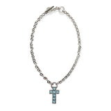Collana Donna Croce Topazi Azzurri Diva in Argento - CA011191