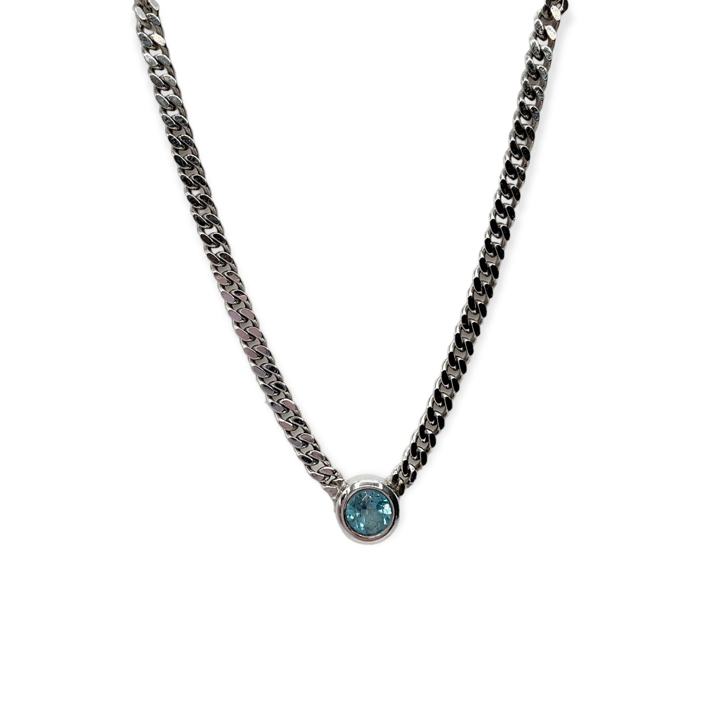 Collana Donna Centrale Topazio Azzurro in Argento - CA010937