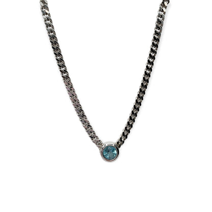 Collana Donna Centrale Topazio Azzurro in Argento - CA010937
