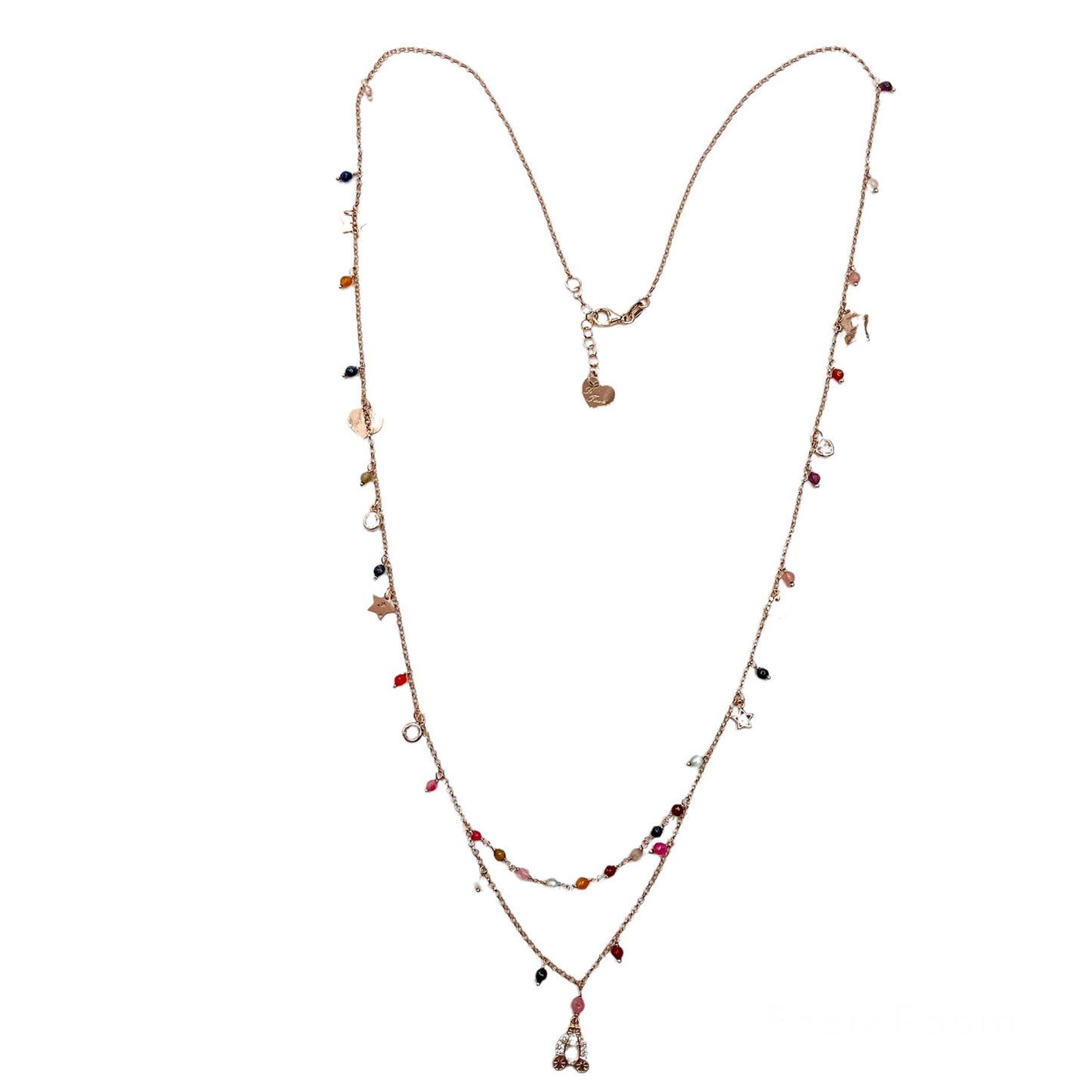 Collana Lunga con Pietre Colorate e Carrozza Mini - Le Favole