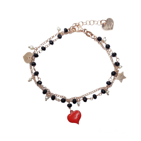 Bracciale Doppio Cuore Rosso - Le Favole