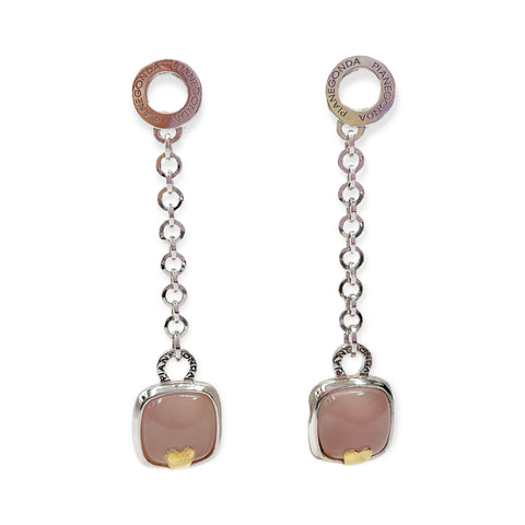 Orecchini Donna Quarzo Rosa e Oro Love Drops in Argento - OA050466