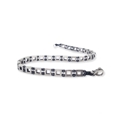 Bracciale Spadarella da Uomo con Quadrati in Argento con Ematite - SPBR586 -